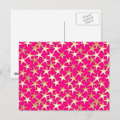Goudsterren op de roze fuchsia roze briefkaart (Voorkant / Achterkant)