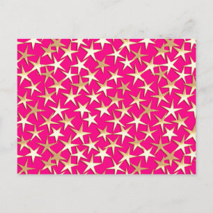 Goudsterren op de roze fuchsia roze briefkaart