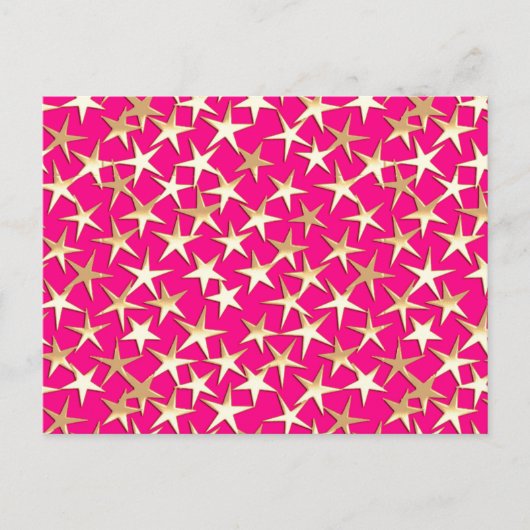 Goudsterren op de roze fuchsia roze briefkaart (Voorkant)