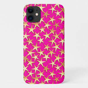 Goudsterren op de roze fuchsia roze Case-Mate iPhone case