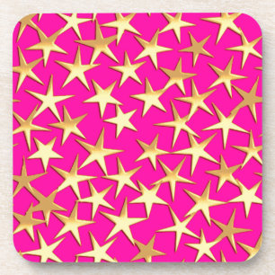 Goudsterren op de roze fuchsia roze drankjes onderzetter