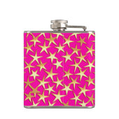 Goudsterren op de roze fuchsia roze heupfles (Achterkant)