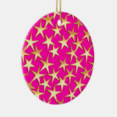 Goudsterren op de roze fuchsia roze keramisch ornament (Rechts)