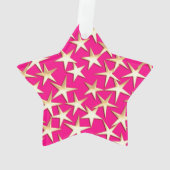Goudsterren op de roze fuchsia roze ornament (achterkant)