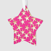 Goudsterren op de roze fuchsia roze ornament (voorkant)