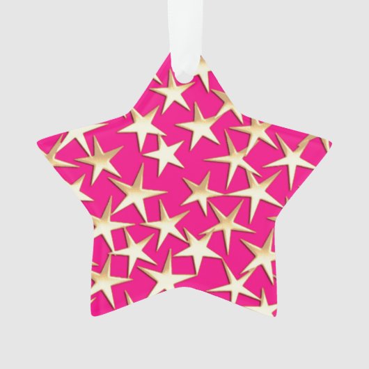 Goudsterren op de roze fuchsia roze ornament (voorkant)