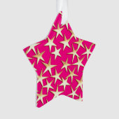 Goudsterren op de roze fuchsia roze ornament (voorkant)