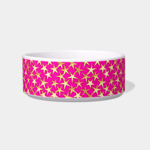 Goudsterren op de roze fuchsia roze voerbakje