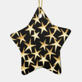 Goudsterren op een zwarte achtergrond keramisch ornament (Links)