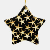 Goudsterren op een zwarte achtergrond keramisch ornament (Achterkant)