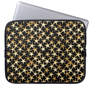 Goudsterren op een zwarte achtergrond laptop sleeve