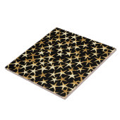 Goudsterren op een zwarte achtergrond tegeltje (Zijkant)