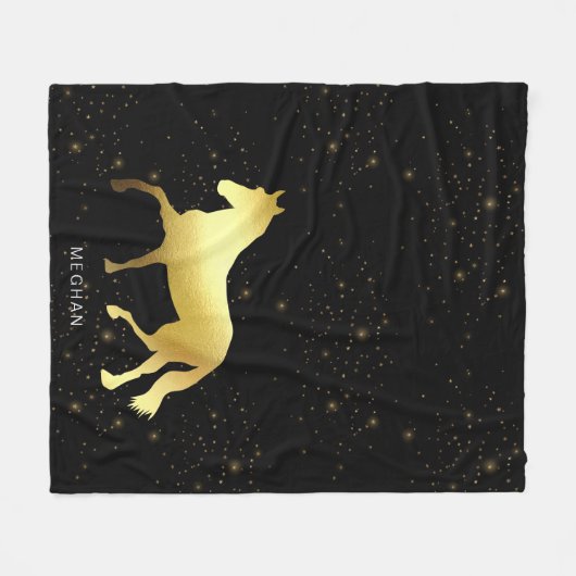 goudsterren ruitermonogram fleece deken (Voorkant (Horizontaal))