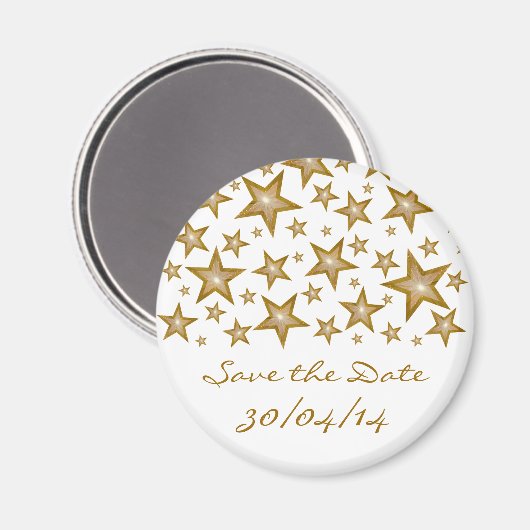 Goudsterren "Save the Date"-koelkast, wit Magneet (Voorkant / Achterkant)
