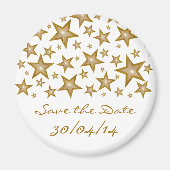Goudsterren "Save the Date"-koelkast, wit Magneet (Voorkant)