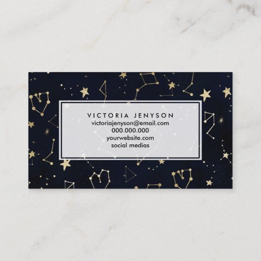 goudsterren sterrenblauw waterverf visitekaartje (Achterkant)