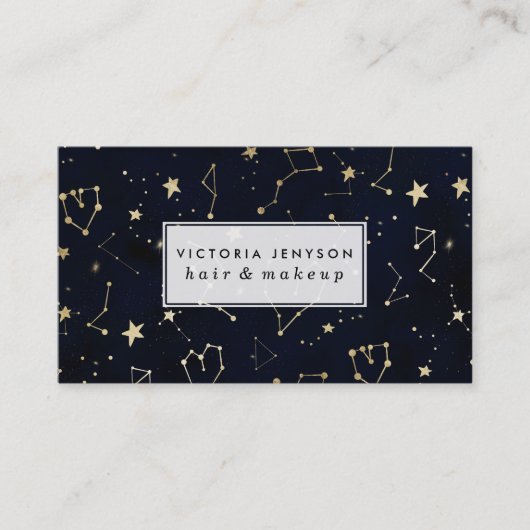 goudsterren sterrenblauw waterverf visitekaartje (Voorkant)