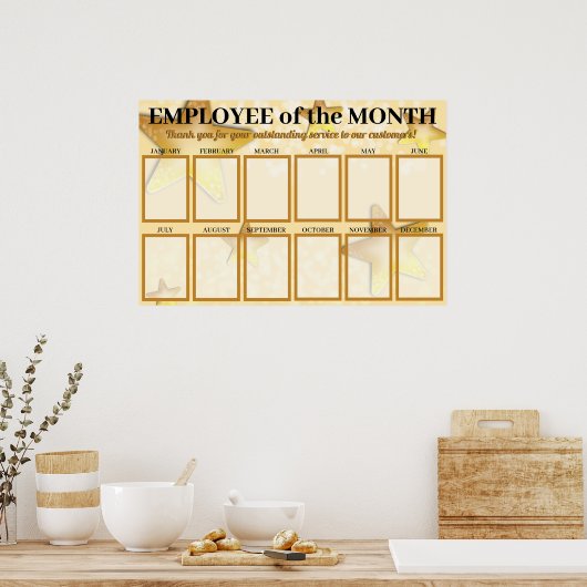 Goudsterren werknemer van de maandelijkse fotoweer poster (Keuken)