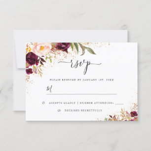 Goudstof Bourgondië Bloem RSVP Kaartje