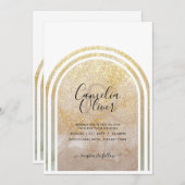 Goudstof | Elegante gouden glitters arch bruiloft Kaart (Voorkant / Achterkant)