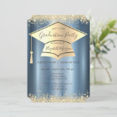 Goudstof, korrelkap, blauw Afstuderen Kaart (Staand voorkant)