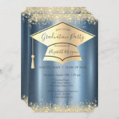 Goudstof, korrelkap, blauw Afstuderen Kaart (Voorkant / Achterkant)