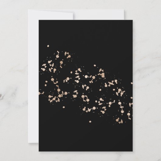 Goudstof op zwart met koraal Bruidsdouche Kaart (Achterkant)