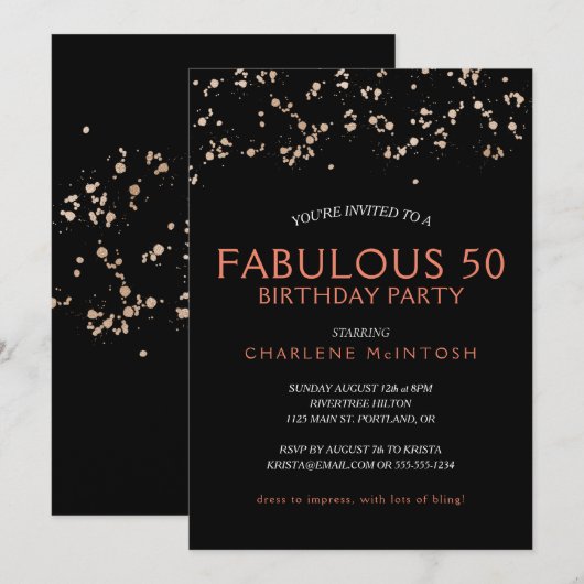 Goudstof op zwart met koraal van 50 dagen kaart (Voorkant / Achterkant)