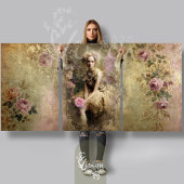 Goudstof, Oude Wereld Sprookje Romantische Bloeme Inpakpapier Vel