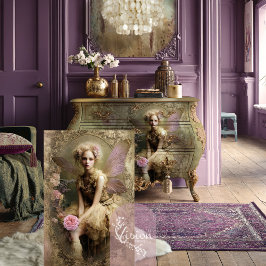 Goudstof, Vintage Fee, Romanticisme Portret  Tissuepapier
