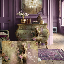 Goudstof, Vintage fee, Romantiek & Bloemmotief Tissuepapier