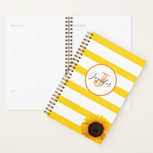 Goudstreep en zonnebloem, gepersonaliseerd planner (Display)