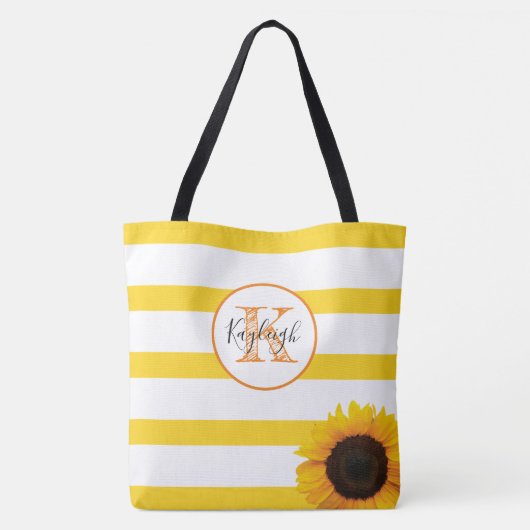 Goudstreep en zonnebloem, gepersonaliseerd tote bag (Achterkant)
