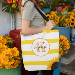 Goudstreep en zonnebloem, gepersonaliseerd tote bag