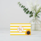 Goudstreep en zonnebloempje, monogrammen visitekaartje (Staand voorkant)