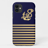Goudstreep met goudanker Case-Mate iPhone case (Achterkant)