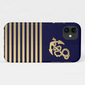 Goudstreep met goudanker Case-Mate iPhone case (Achterkant (horizontaal))