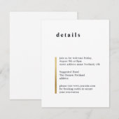 Goudstreep. Moderne elegante simpele trouwdetails Informatiekaartje (Voorkant / Achterkant)