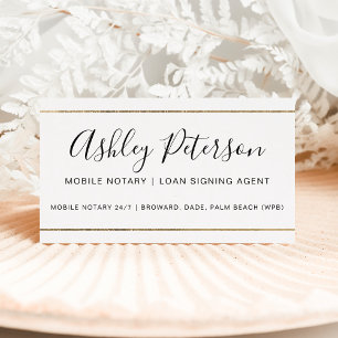 Goudstreep voor mobiele notaris visitekaartje