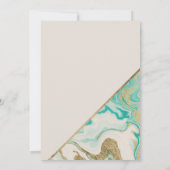 Goudstrepen typografie turquoise marmer bruiloft kaart (Achterkant)