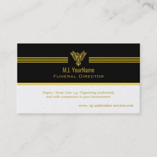Goudstrepen van Funeral Director en stijgende feni Visitekaartje (Voorkant)