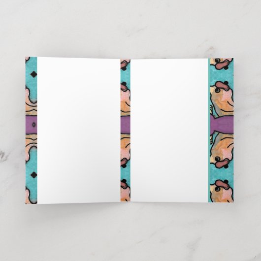 Goudstrepen vogelpatroon folie feestdagenkaart (Binnenlaag)