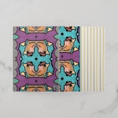 Goudstrepen vogelpatroon folie feestdagenkaart (Buiten Laag)