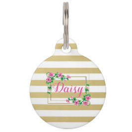 Goudstrips en bloemen huisdierpenning