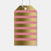Goudstrips en roze geometrische patronen cadeaulabel (Voorkant)