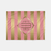 Goudstrips en roze geometrische patronen fleece deken (Voorkant (Horizontaal))