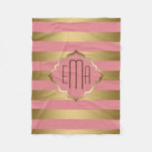 Goudstrips en roze geometrische patronen fleece deken (Voorkant)