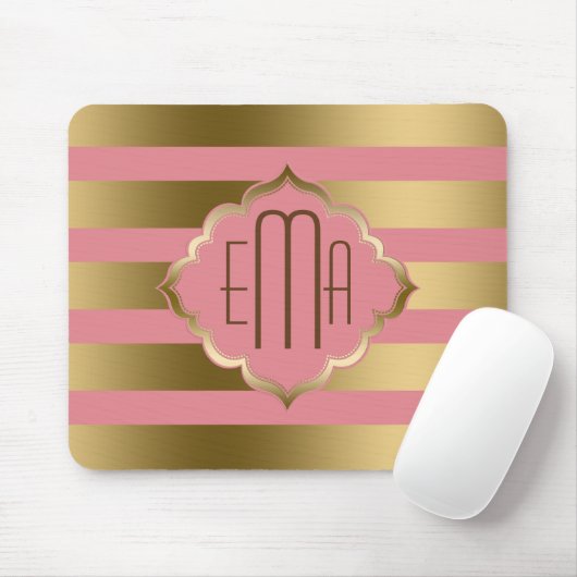 Goudstrips en roze geometrische patronen muismat (Met muis)