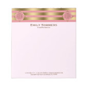 Goudstrips en roze geometrische patronen notitieblok (Voorkant)