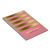 Goudstrips en roze geometrische patronen notitieboek (Rechterzijde)